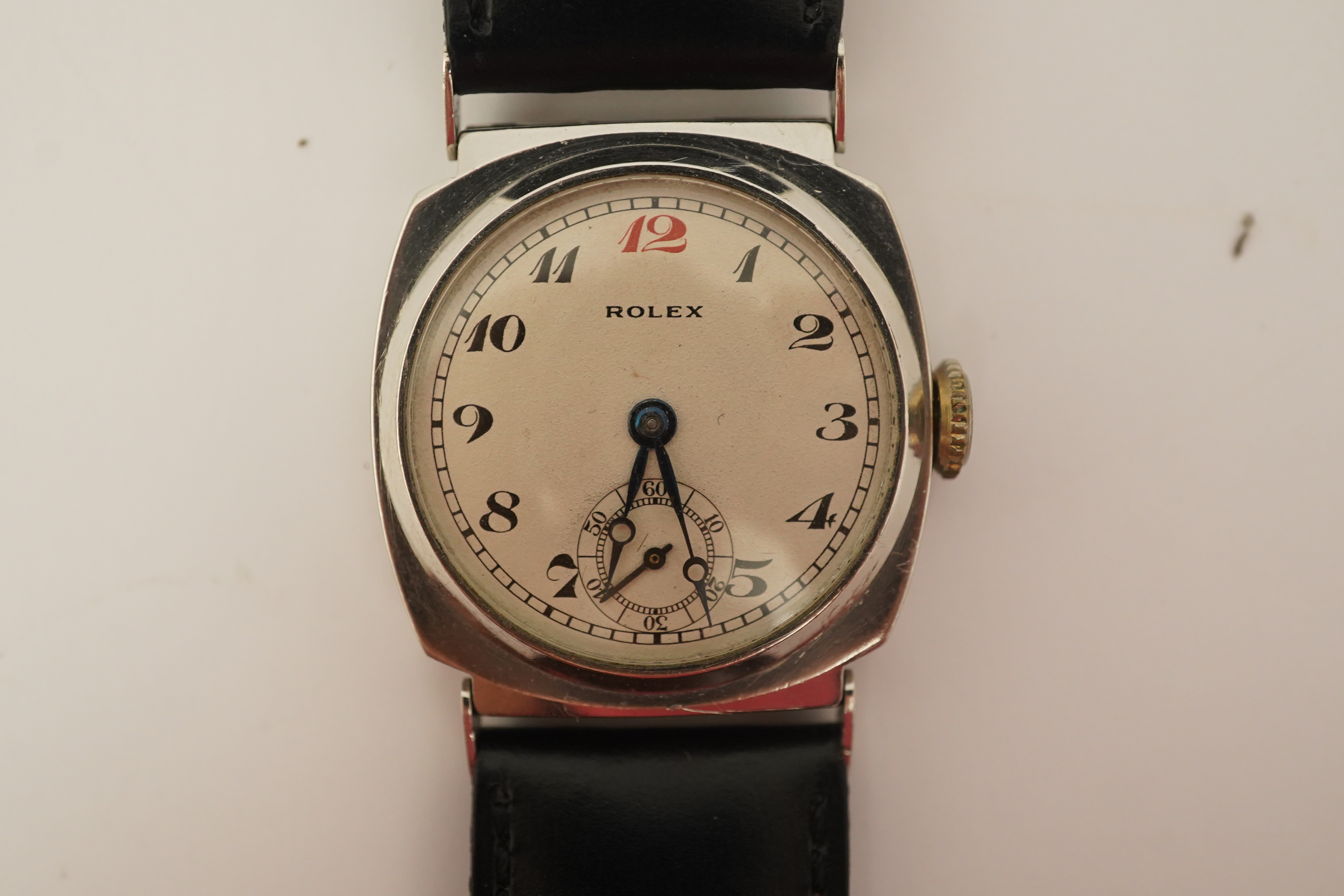 A gentleman's rare 1940's? platinum Rolex manual wind wrist watch